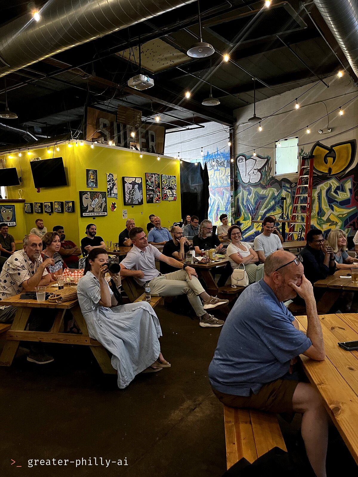 The audience at Root Down watching the talk